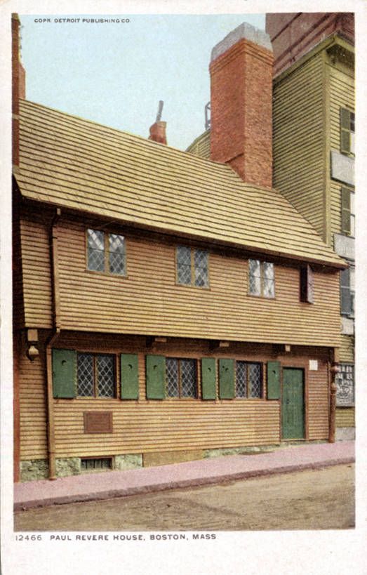 A historic photograph of the Paul Revere House.