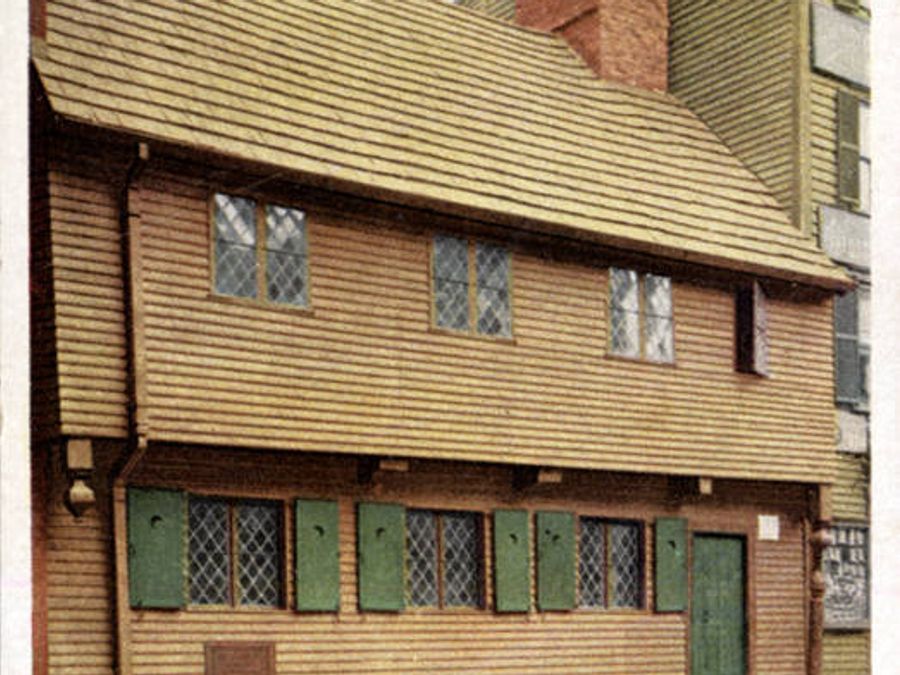 A historic photograph of the Paul Revere House.