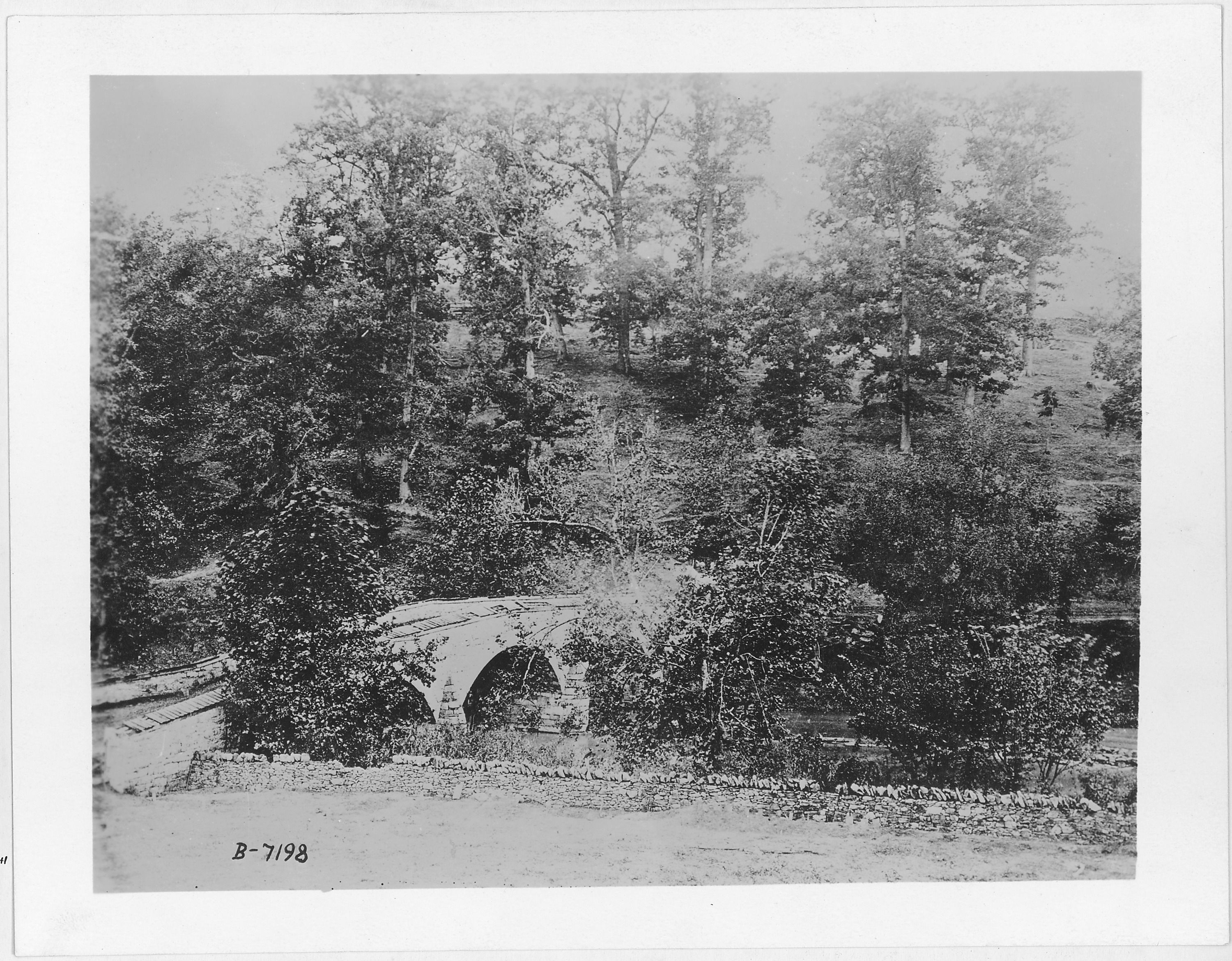 An 1862 photograph of Burnside Bridge after the Battle of Antietam.