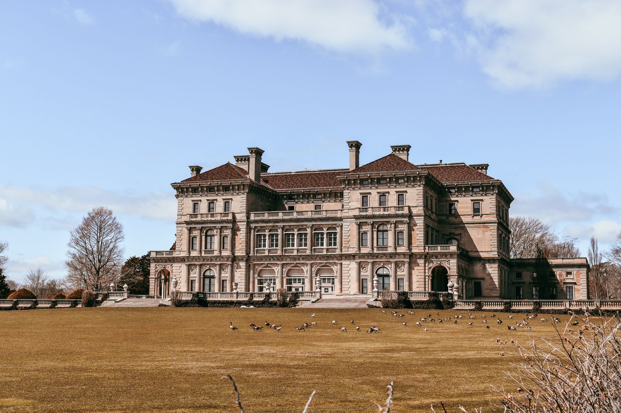The front entrance facade of The Breakers.