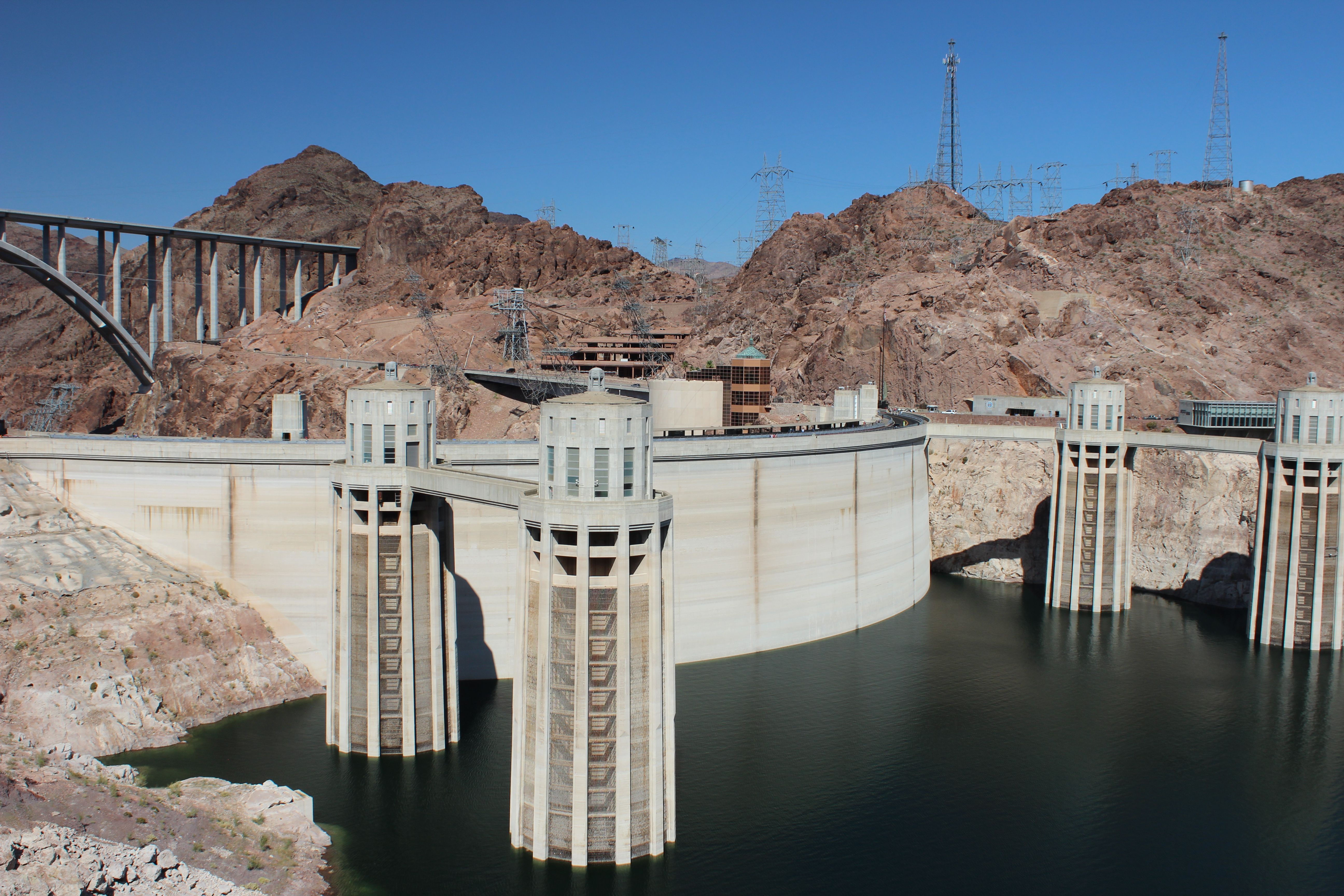 The Art Deco intake towers of Hoover Dam.