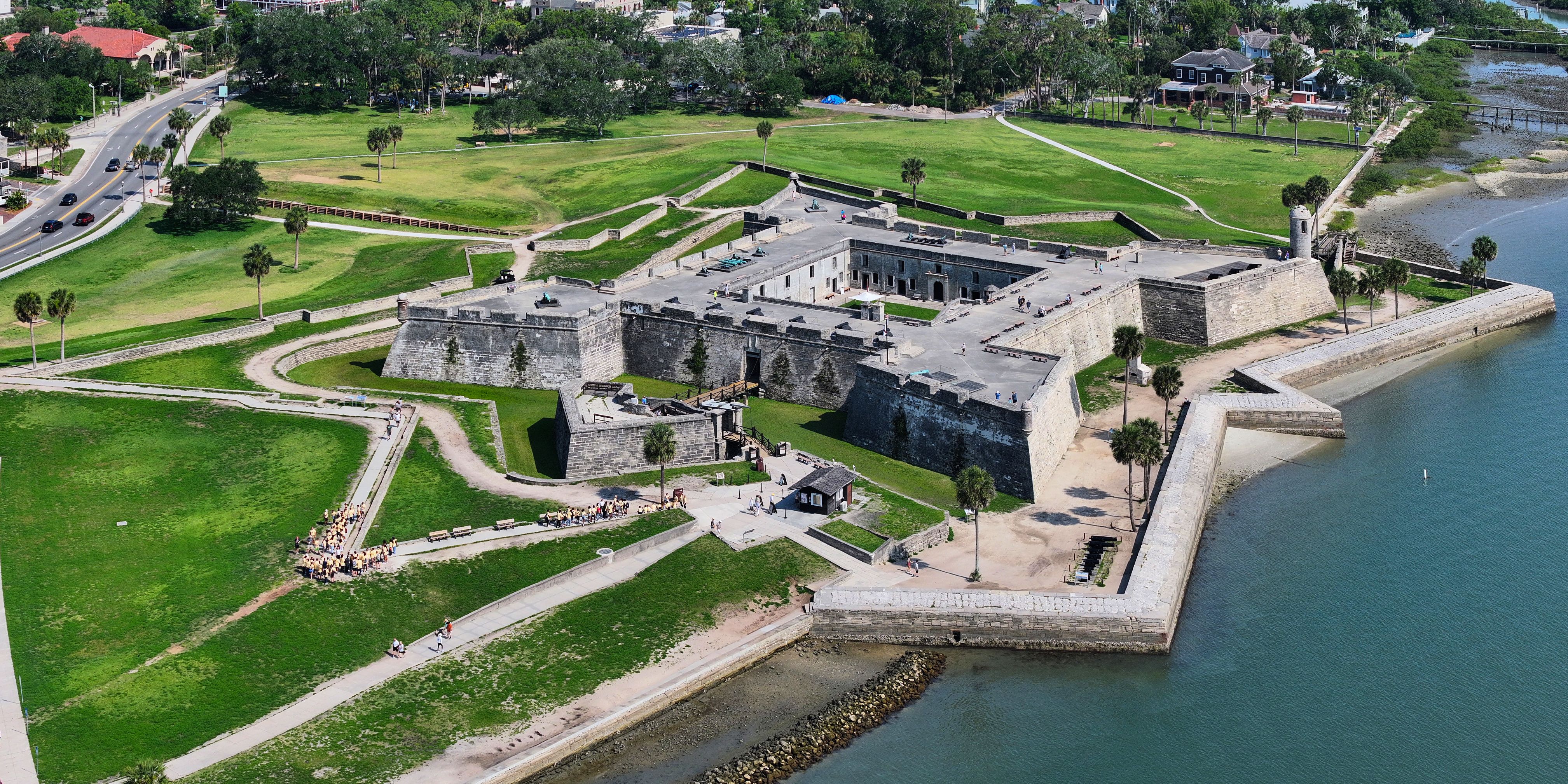 Aerial view of the star-shaped Castillo de San Marcos in St. Augustine.