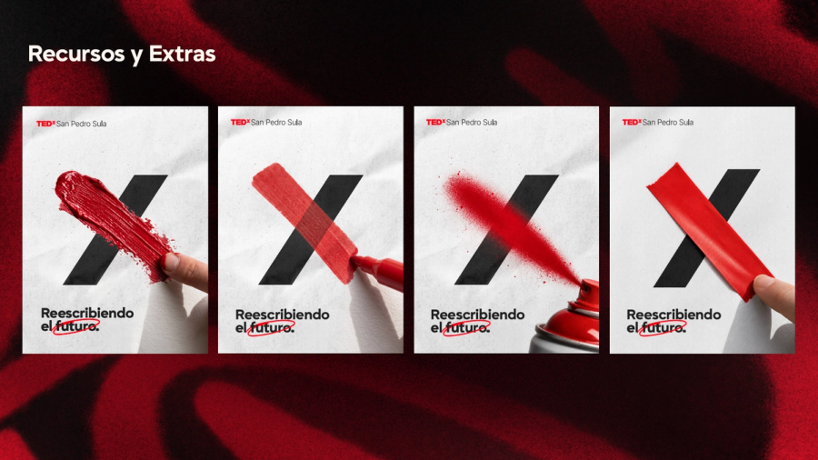 Banner showing several poster options for TEDxSanPedroSula