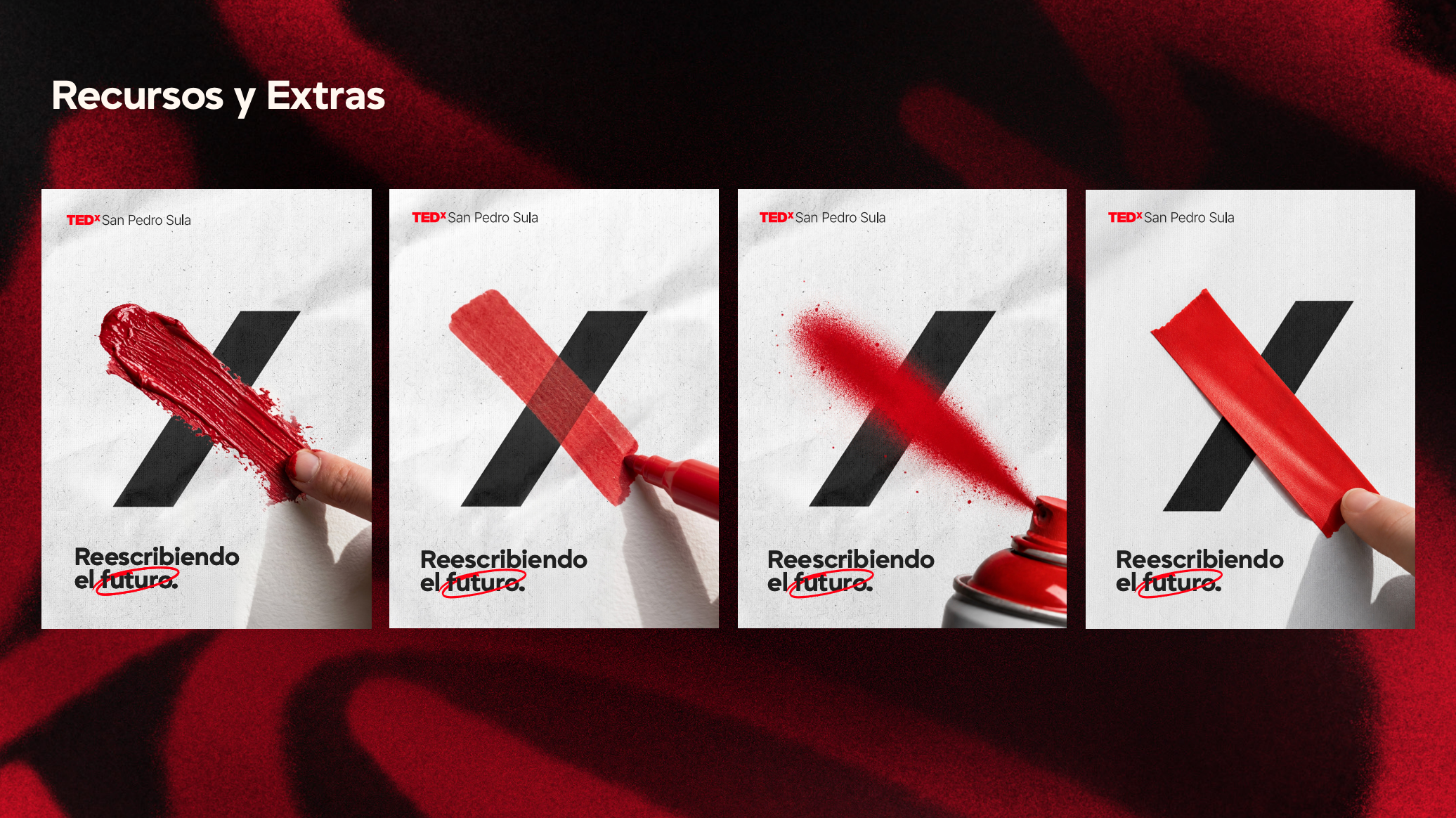 Banner showing several poster options for TEDxSanPedroSula