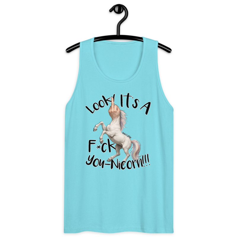 F•ck Unicorn – Men’s premium tank top — pacific blue