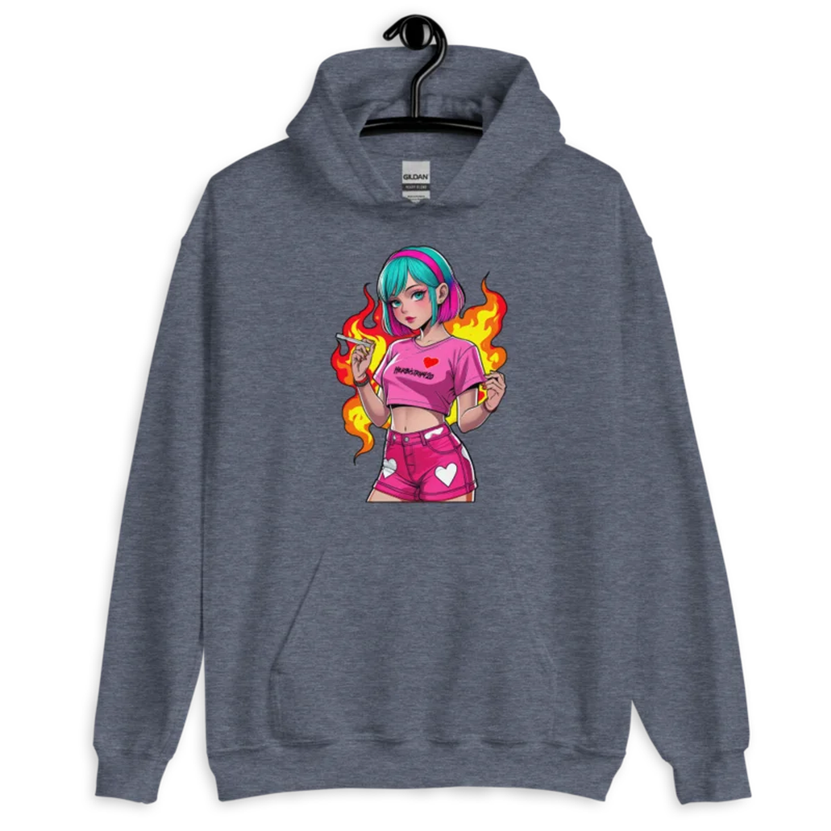 Anime Vape Girl – Unisex Hoodie — heather sport dark navy