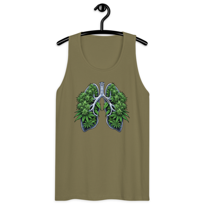 Weed Lungs – Men’s premium tank top — military green