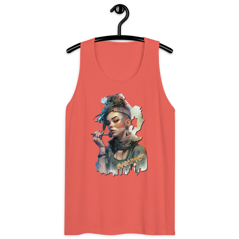 SteamPunk Girl 2 – Men’s premium tank top — coral