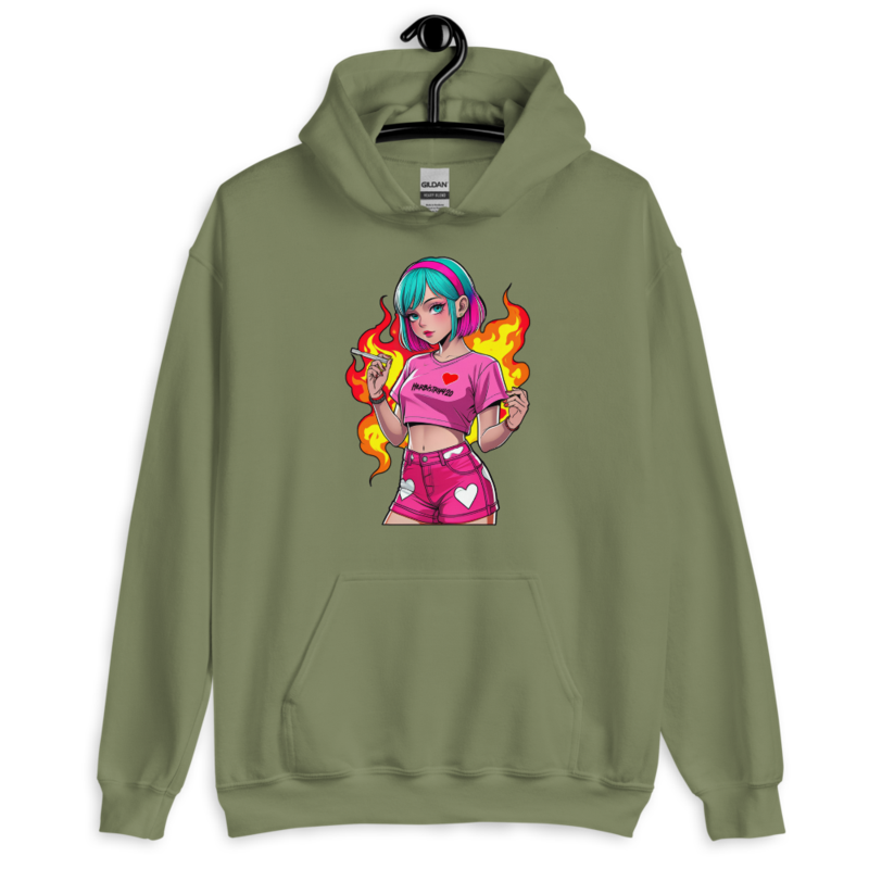 Anime Vape Girl – Unisex Hoodie — military green