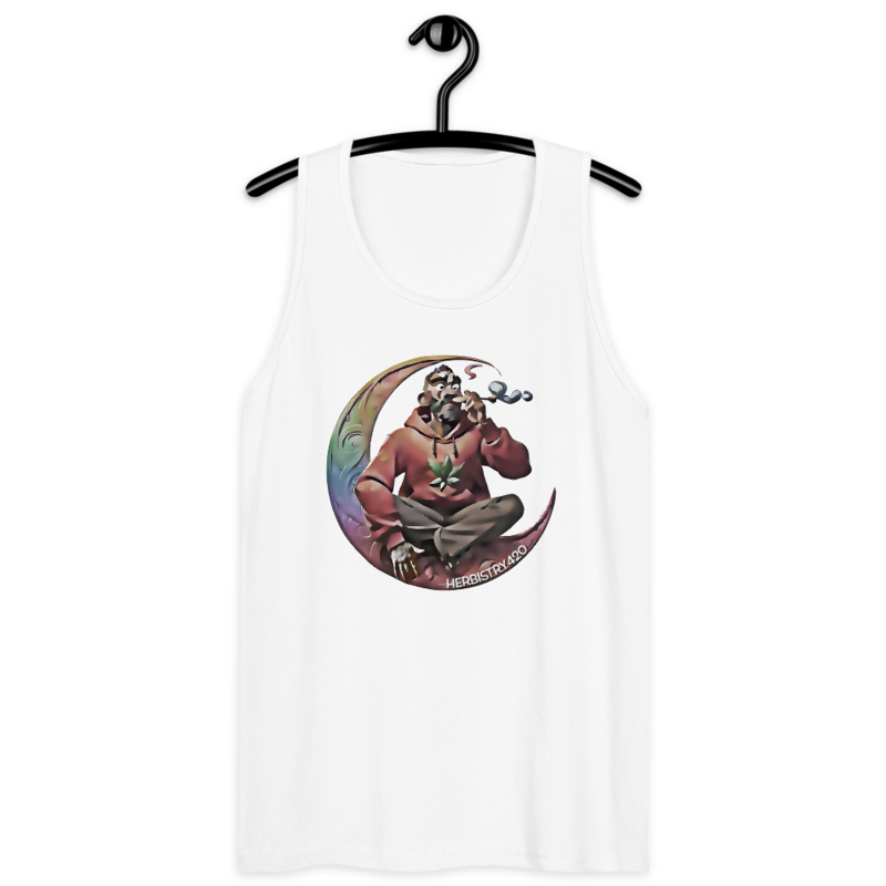 Smoking On The Moon – Men’s premium tank top — white