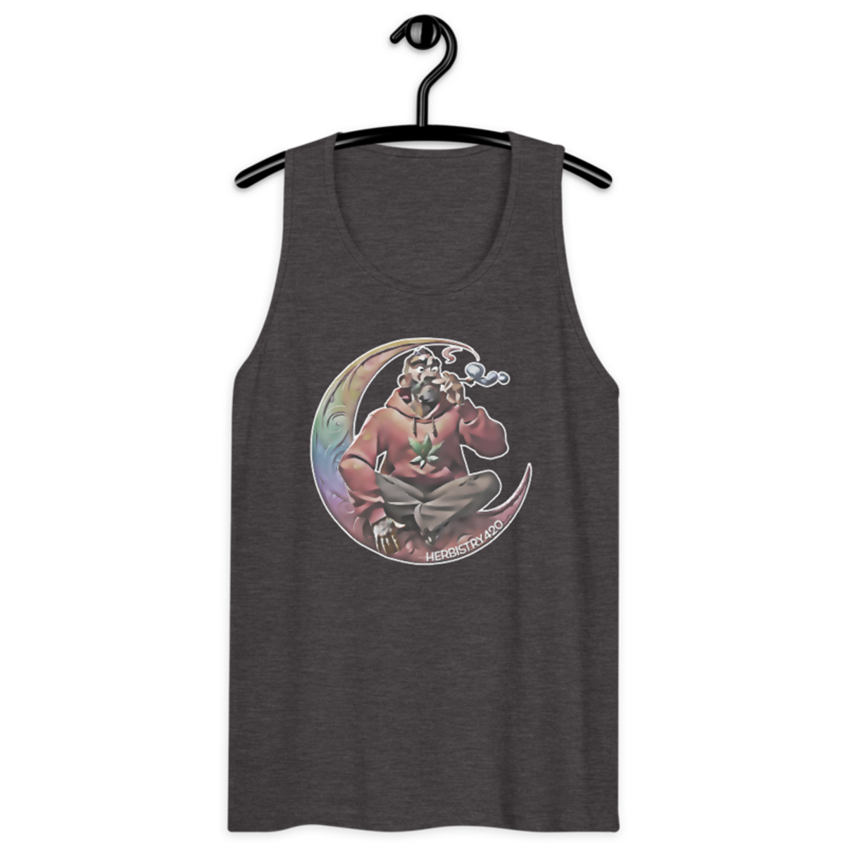 Smoking On The Moon – Men’s premium tank top — charcoal heather