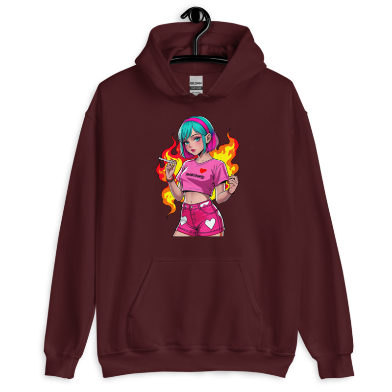 Anime Vape Girl – Unisex Hoodie — maroon