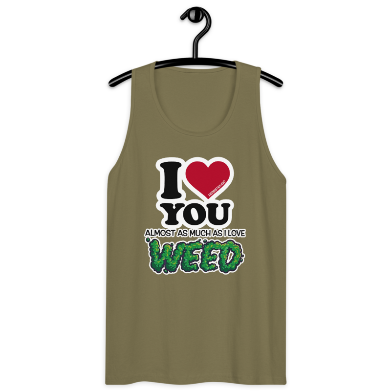 I Love You Almost – Men’s premium tank top — military green