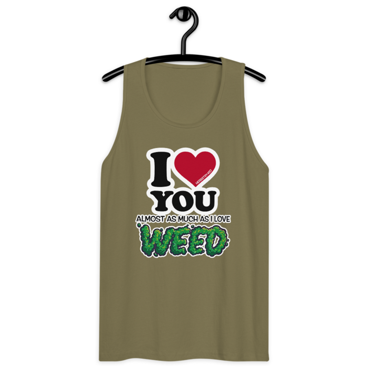 I Love You Almost – Men’s premium tank top — military green