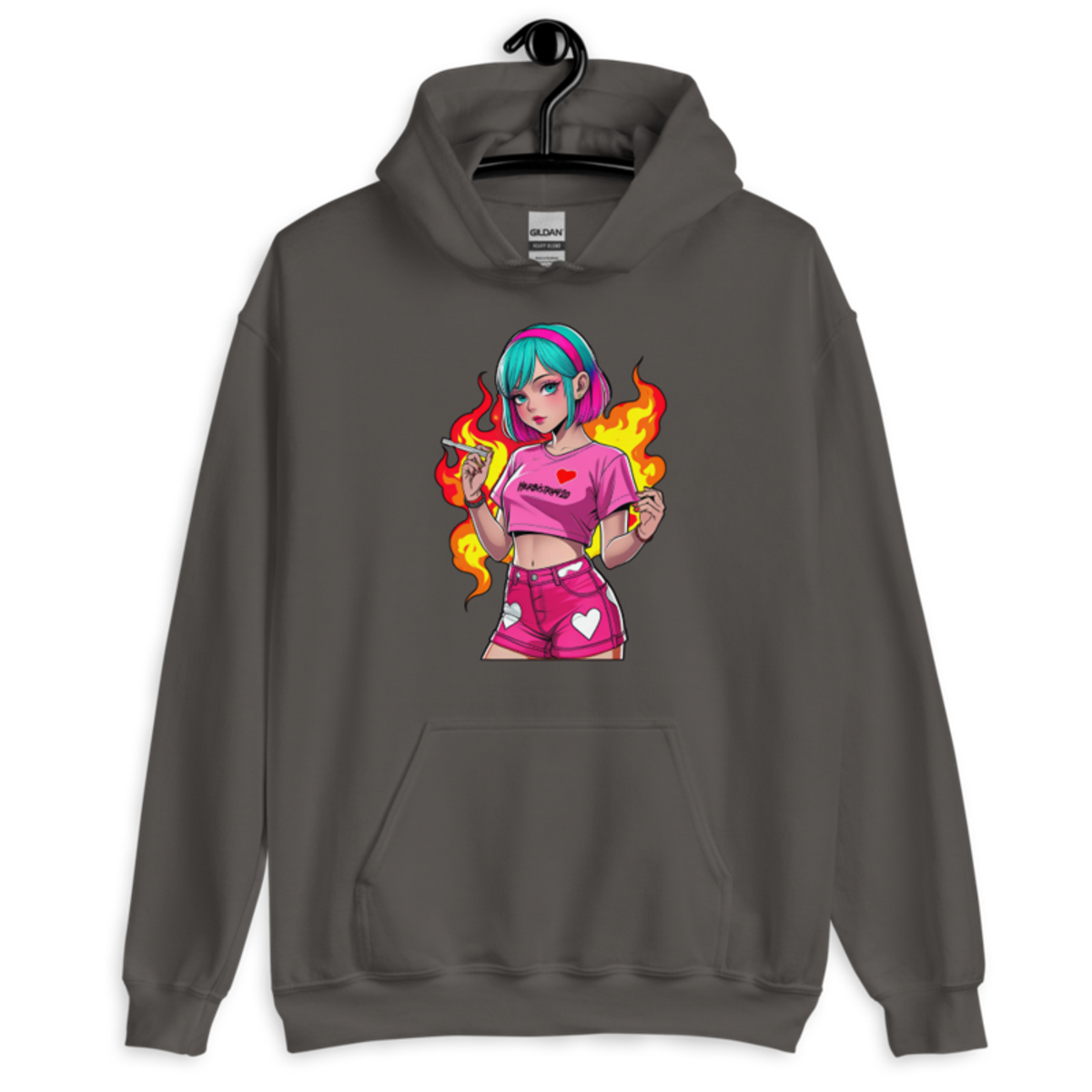 Anime Vape Girl – Unisex Hoodie — charcoal