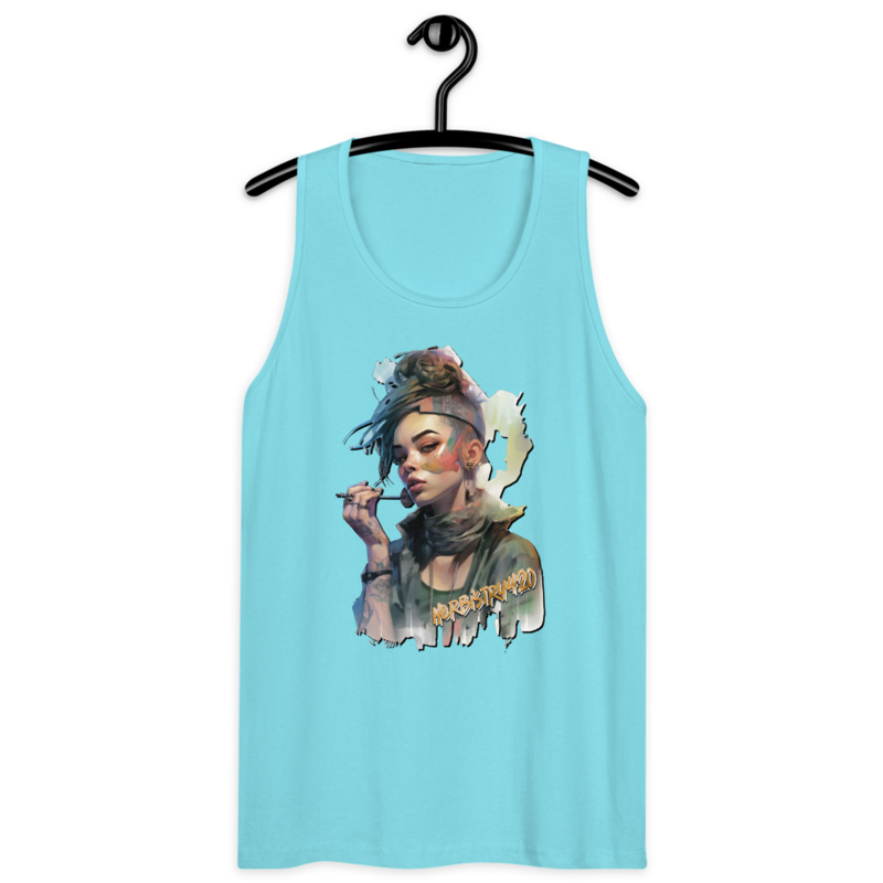 SteamPunk Girl 2 – Men’s premium tank top — pacific blue