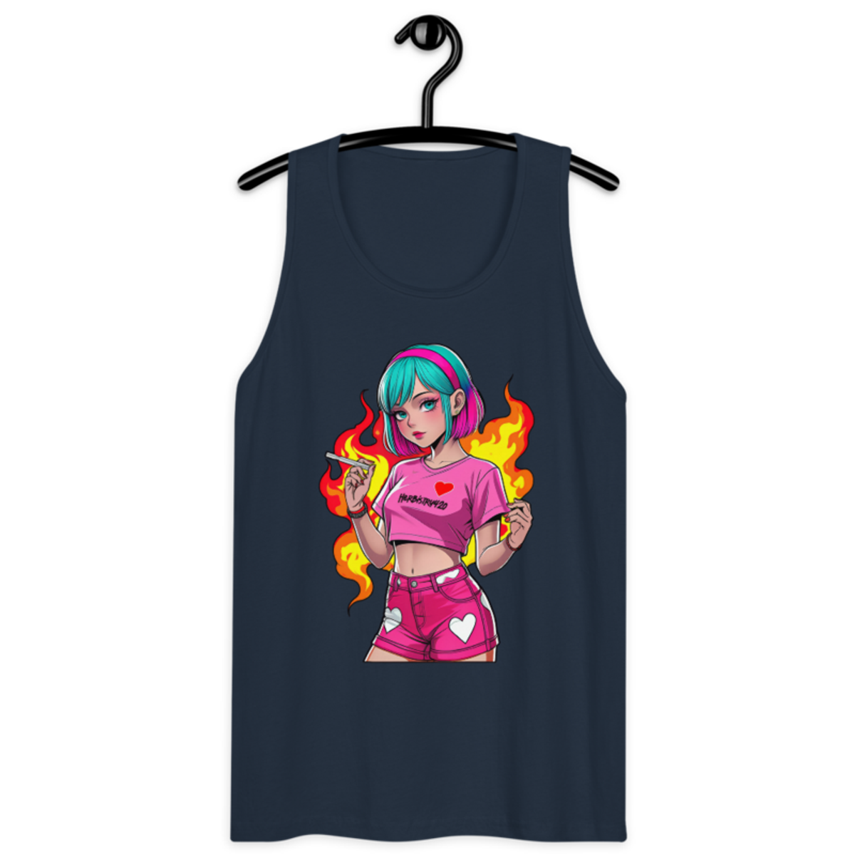 Anime Vape Girl – Men’s premium tank top — navy