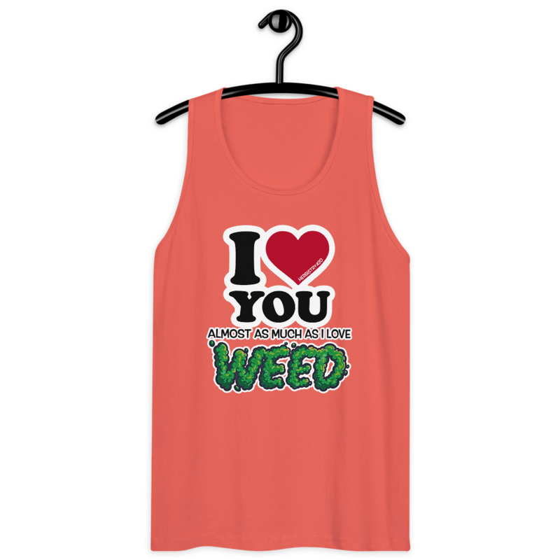 I Love You Almost – Men’s premium tank top — coral
