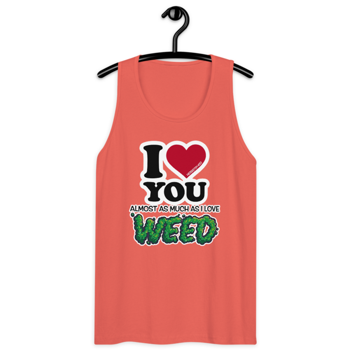 I Love You Almost – Men’s premium tank top — coral