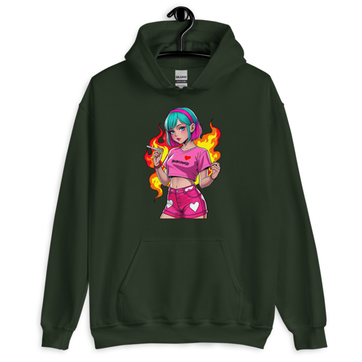 Anime Vape Girl – Unisex Hoodie — forest green