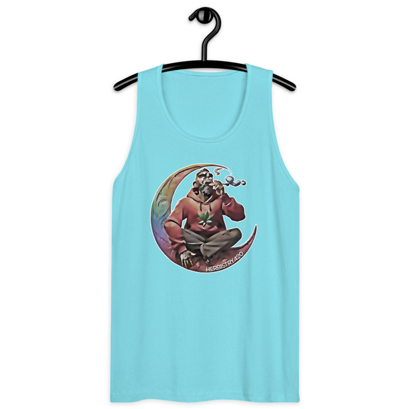 Smoking On The Moon – Men’s premium tank top — pacific blue