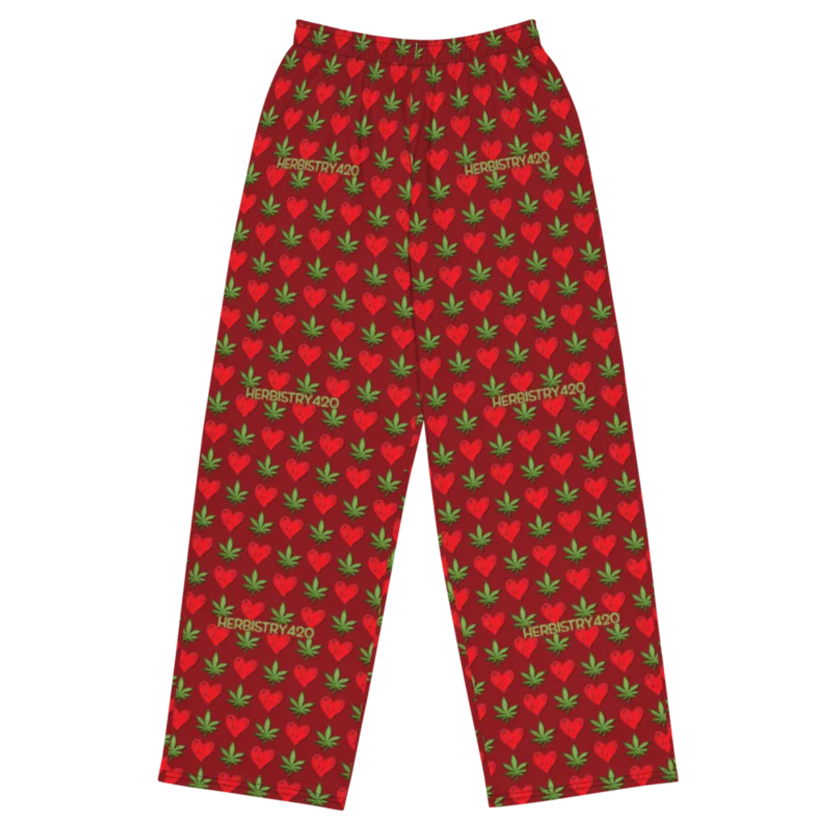 I Love Herbistry420 – All-over print unisex wide-leg pants — front