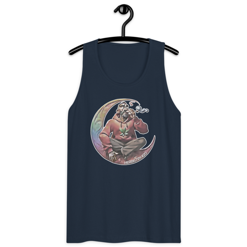 Smoking On The Moon – Men’s premium tank top — navy