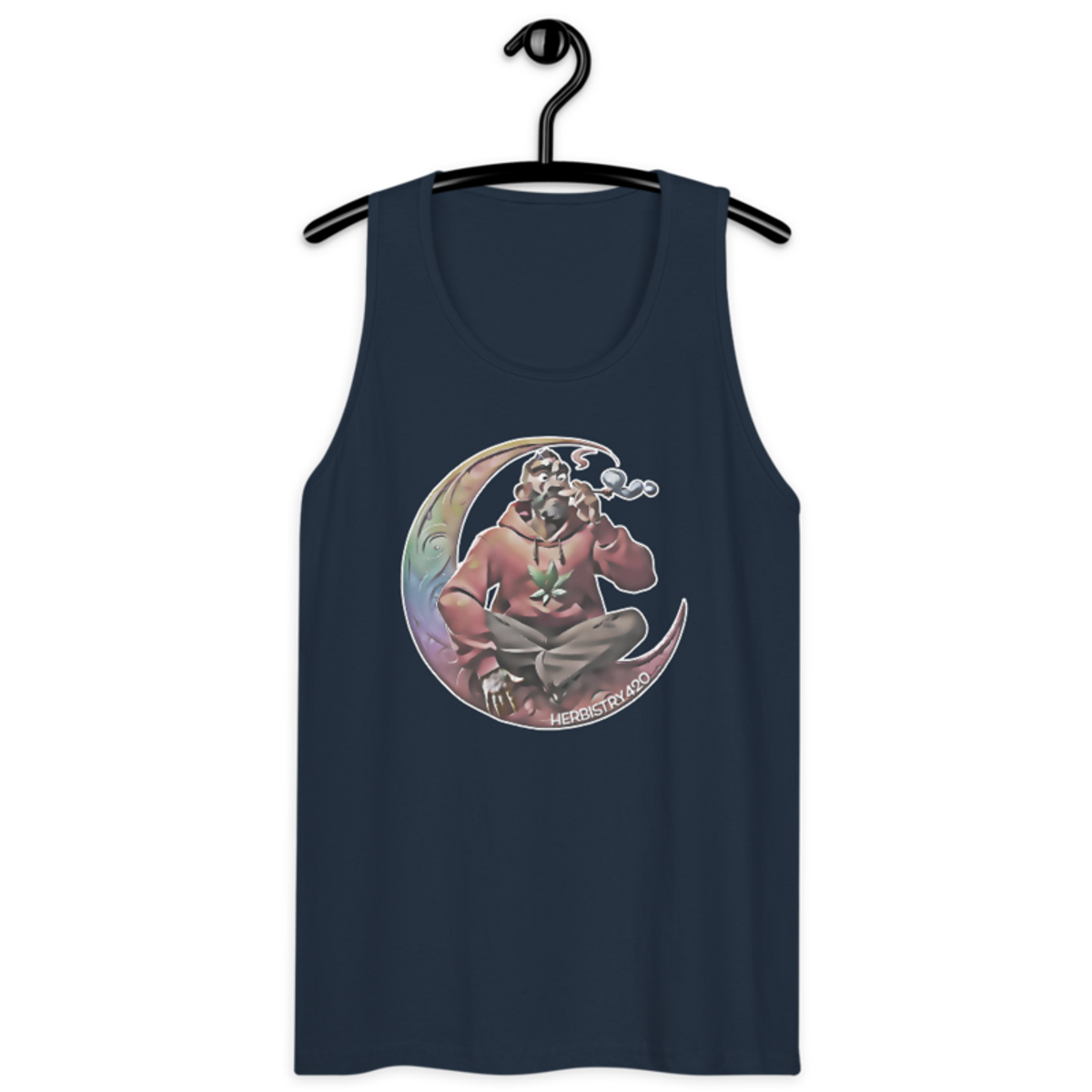 Smoking On The Moon – Men’s premium tank top — navy
