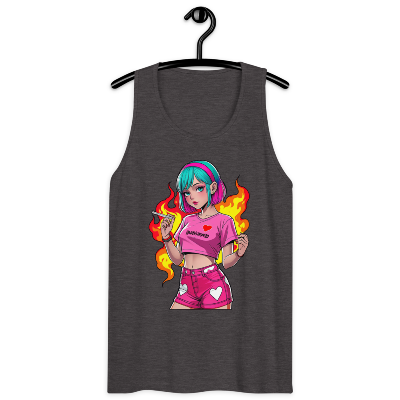 Anime Vape Girl – Men’s premium tank top — charcoal heather