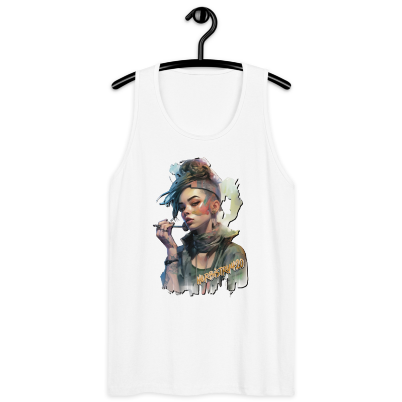 SteamPunk Girl 2 – Men’s premium tank top — white