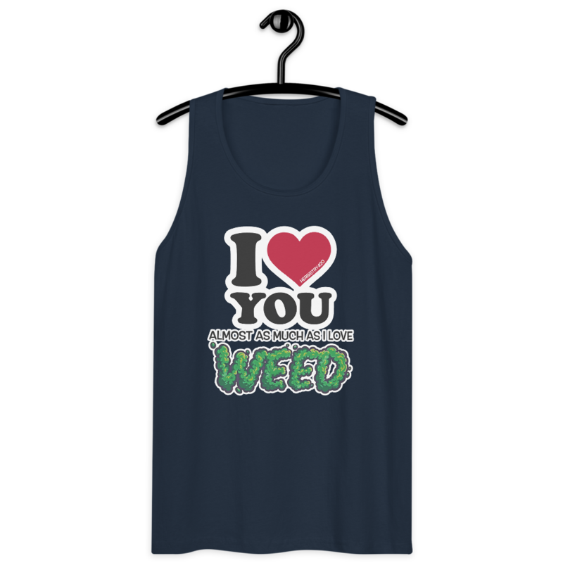 I Love You Almost – Men’s premium tank top — navy