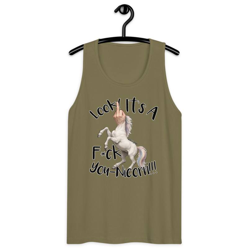 F•ck Unicorn – Men’s premium tank top — military green