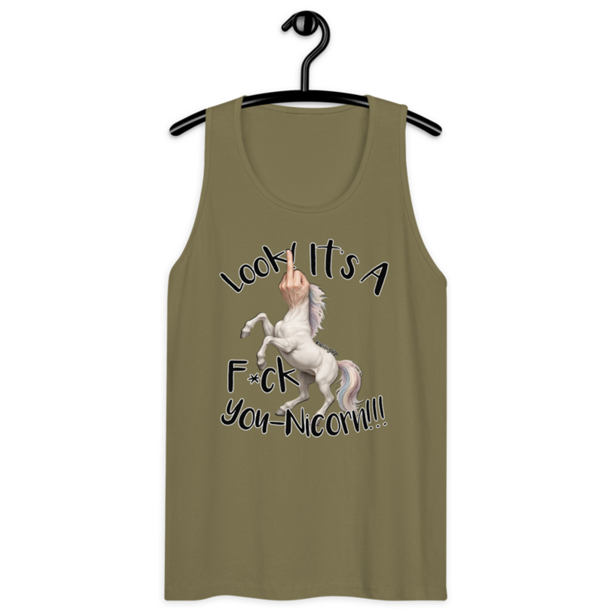 F•ck Unicorn – Men’s premium tank top — military green