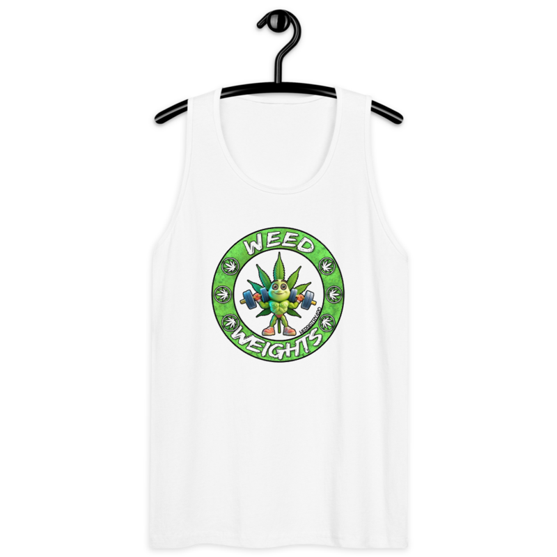 Weed & Weights – Men’s premium tank top — white