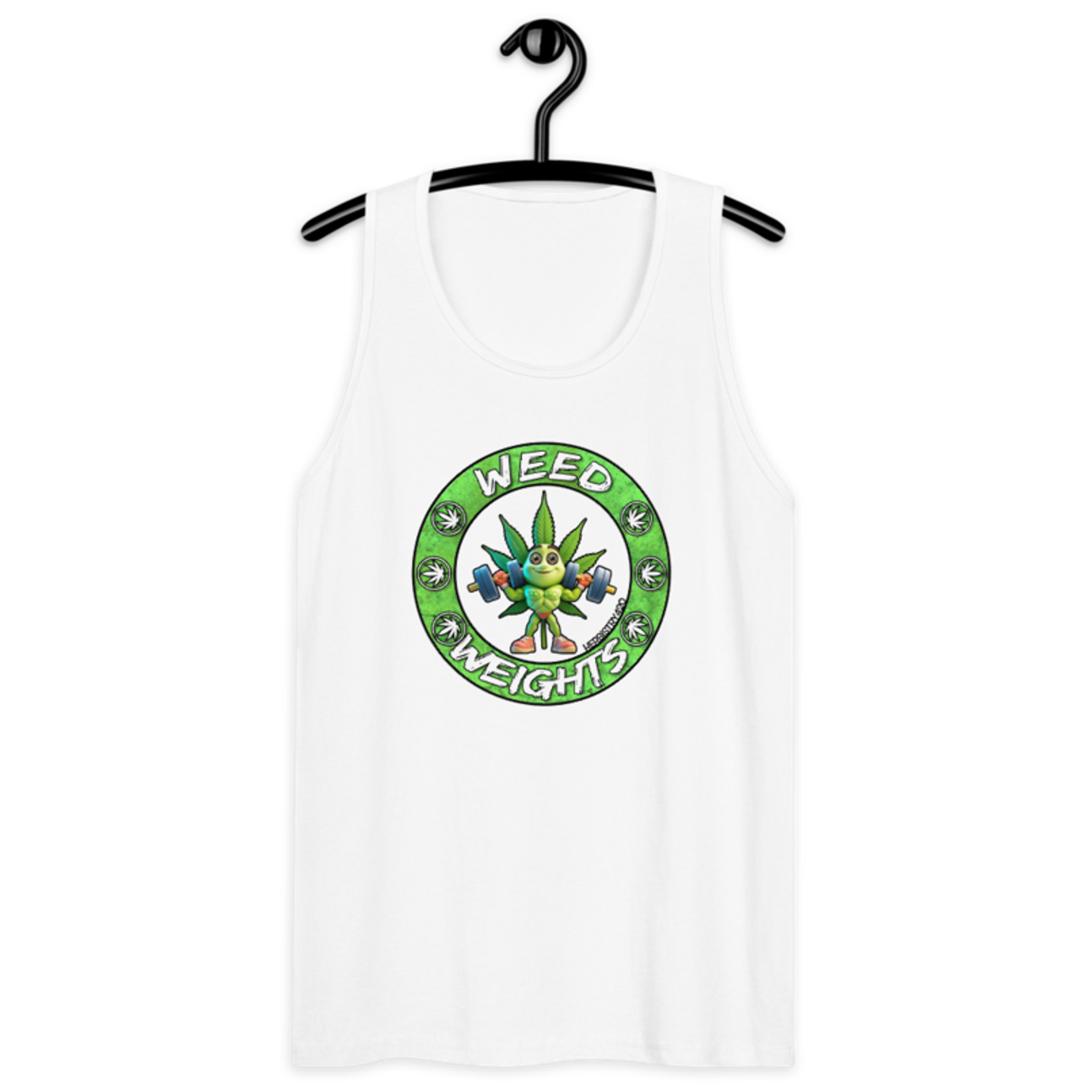 Weed & Weights – Men’s premium tank top — white