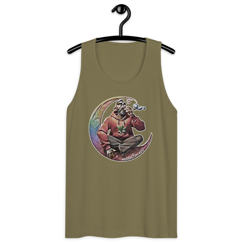 Smoking On The Moon – Men’s premium tank top — military green