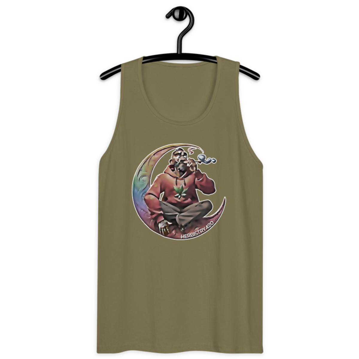 Smoking On The Moon – Men’s premium tank top — military green