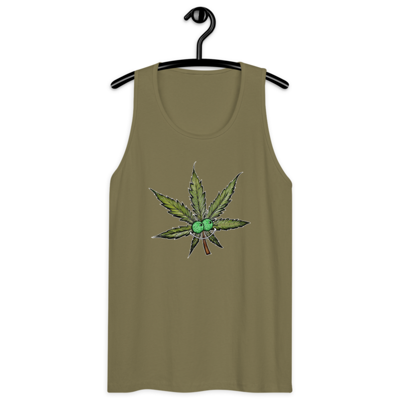 Happy Leaf – Men’s premium tank top — military green