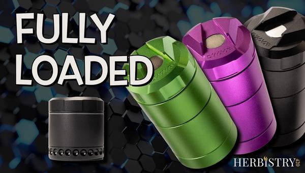 DynaVap DynaBank and DynaGrind modular pocket system in green, purple, and black