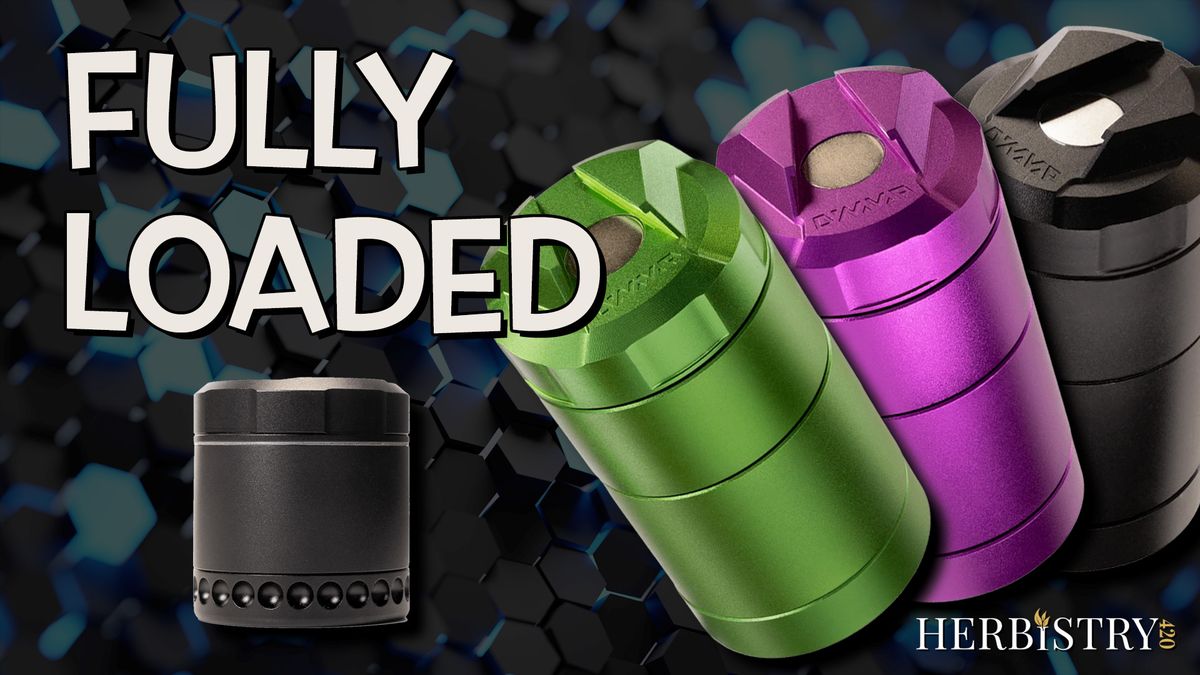 DynaVap DynaBank and DynaGrind modular pocket system in green, purple, and black