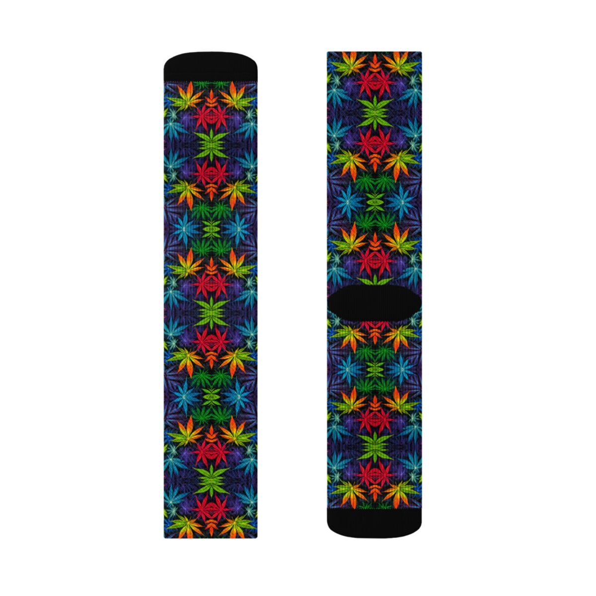 Colorful Leaves – Crew socks — leg_front_right
