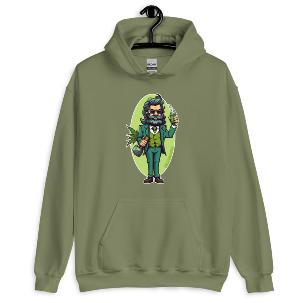 Weed Hipster – Unisex Hoodie — military green