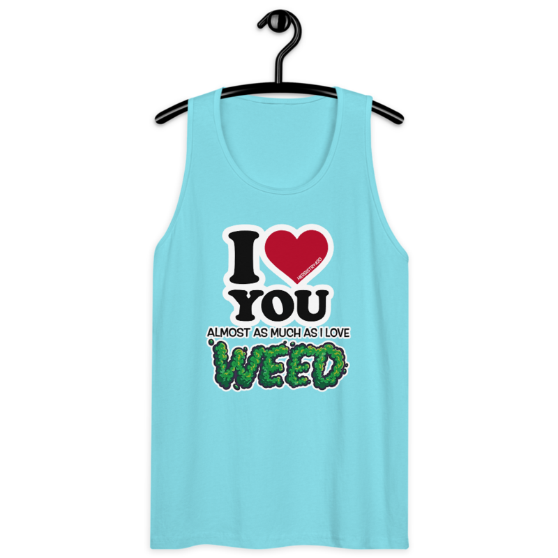 I Love You Almost – Men’s premium tank top — pacific blue