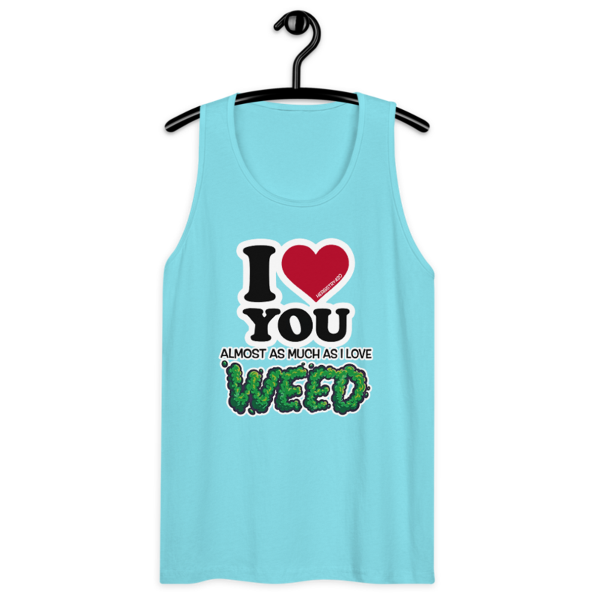 I Love You Almost – Men’s premium tank top — pacific blue