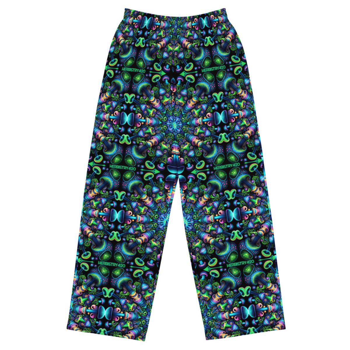 I Love Shrooms – All-over print unisex wide-leg pants — front