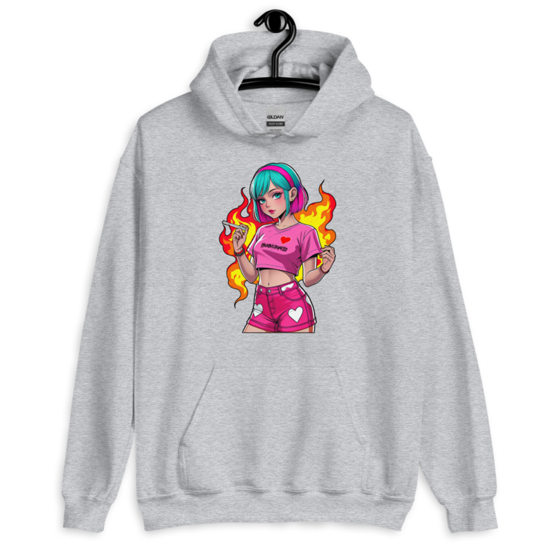 Anime Vape Girl – Unisex Hoodie — sport grey
