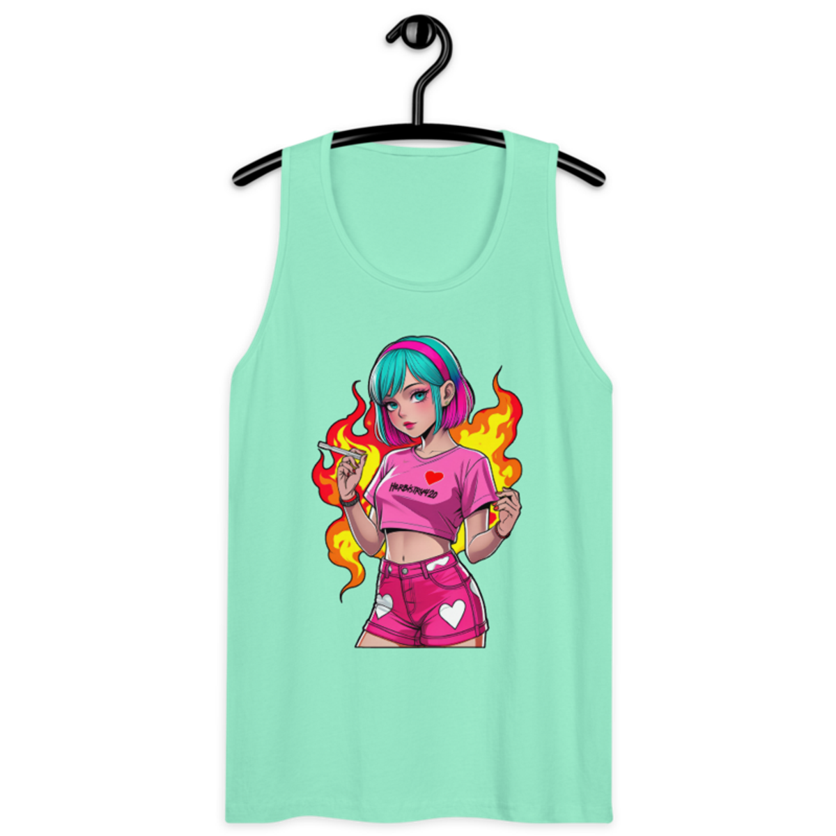Anime Vape Girl – Men’s premium tank top — mint