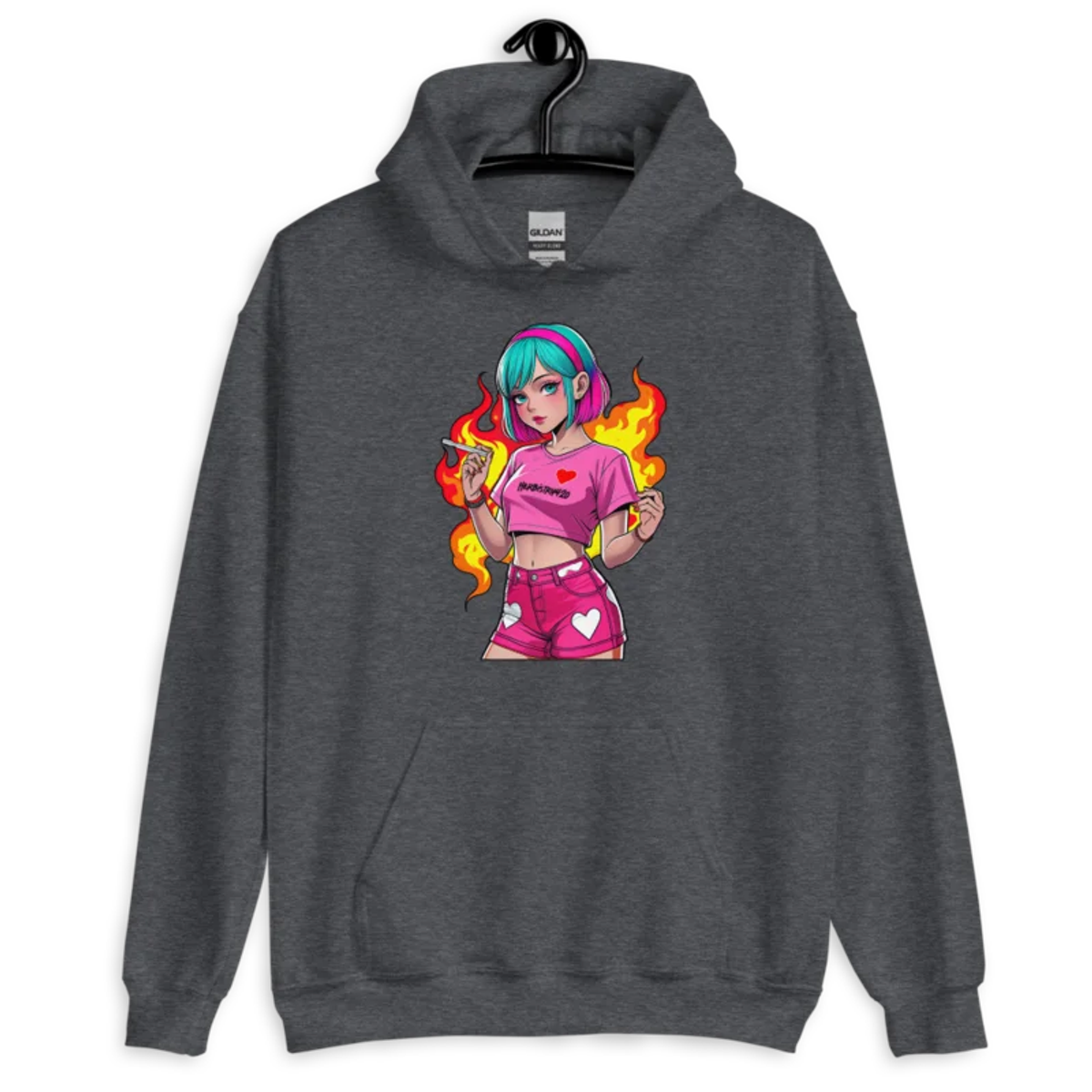 Anime Vape Girl – Unisex Hoodie — dark heather