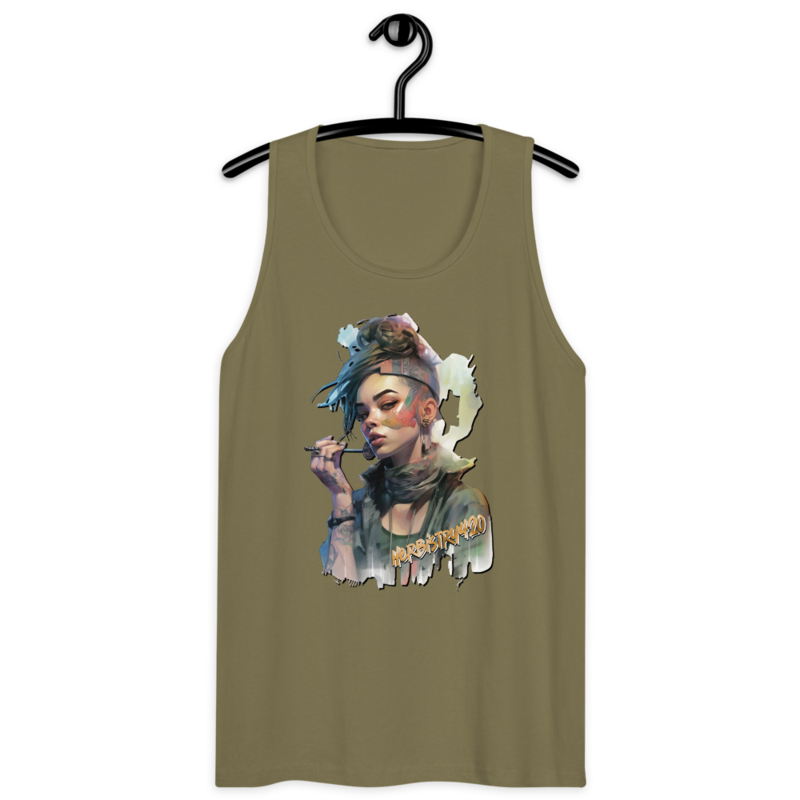 SteamPunk Girl 2 – Men’s premium tank top — military green