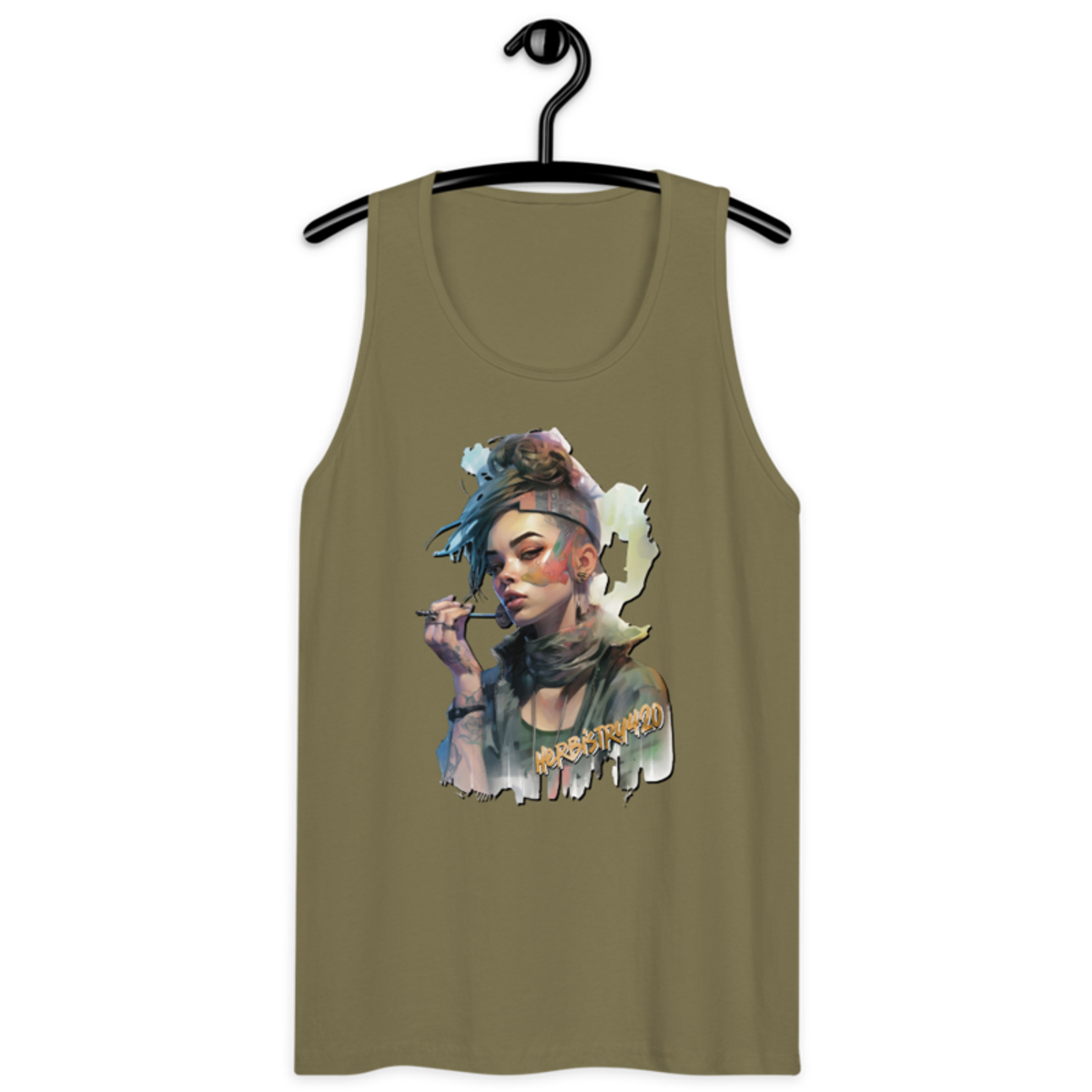 SteamPunk Girl 2 – Men’s premium tank top — military green